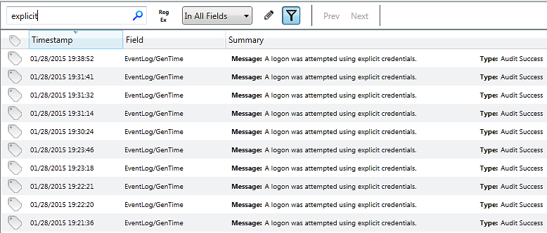 Timeline - Explicit credentials
